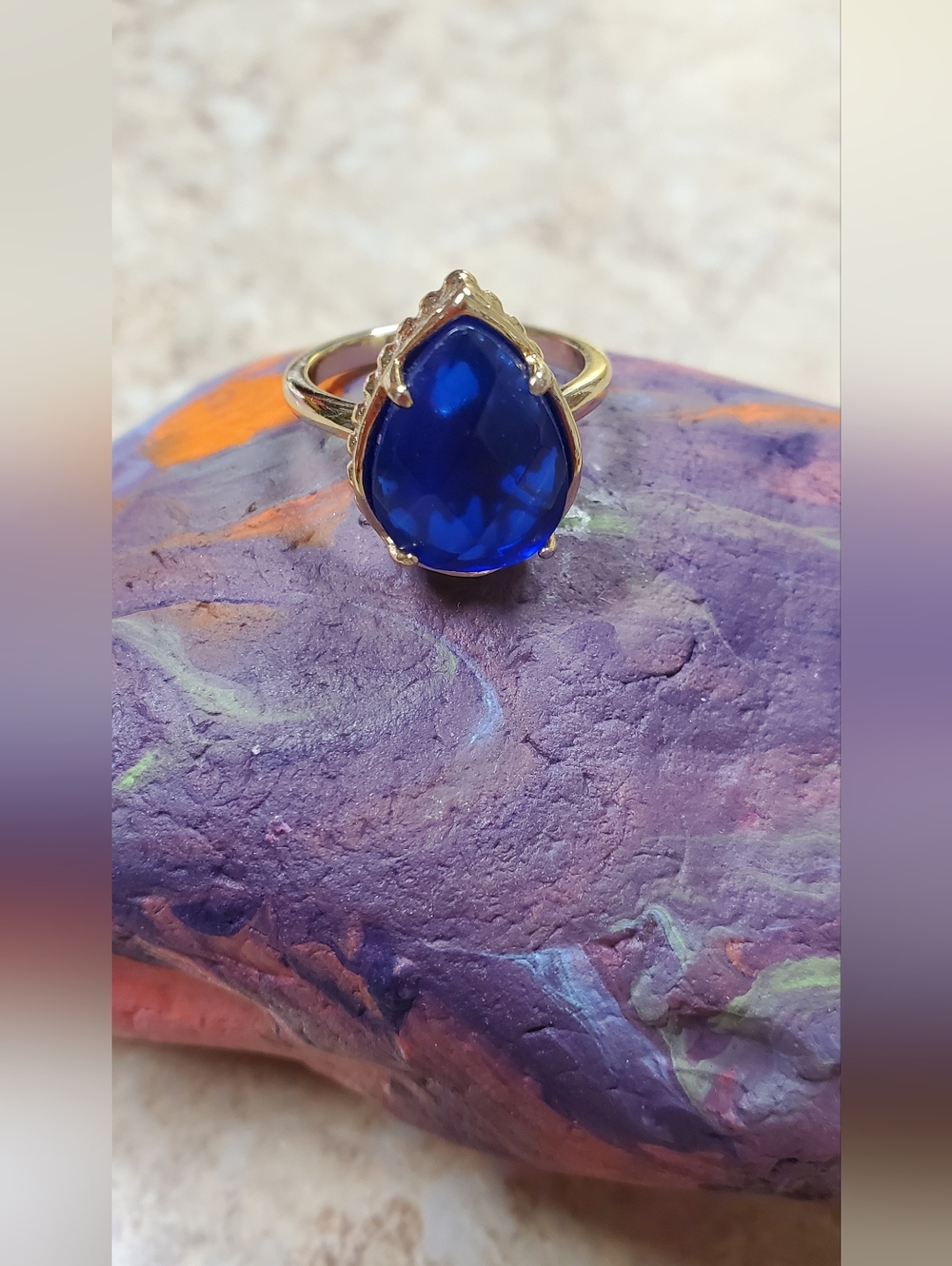 Kendra Scott Gold-tone Teardrop Blue Stone Ring - Women Jewelry